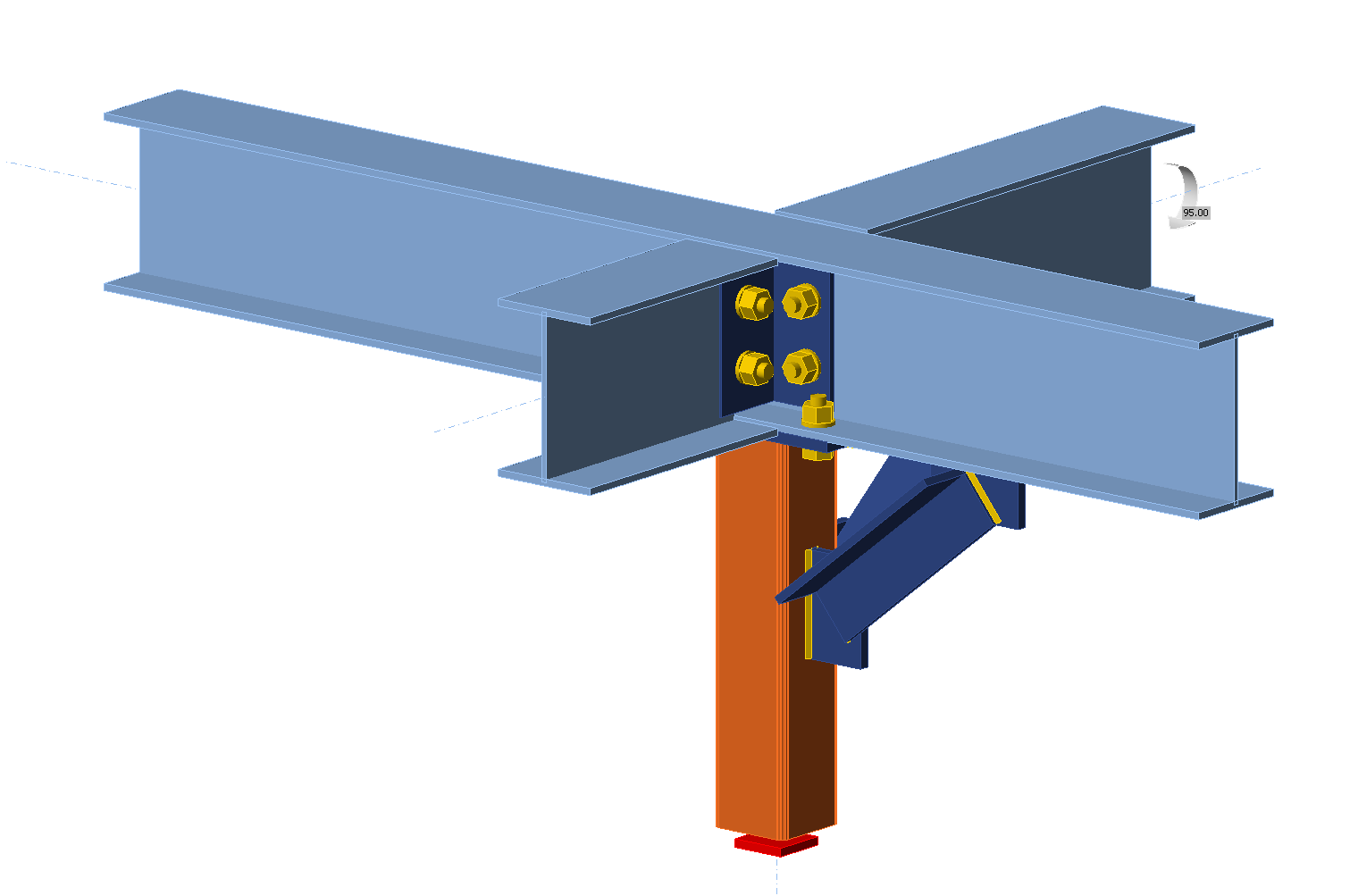 Image of 3D model of a steel connection